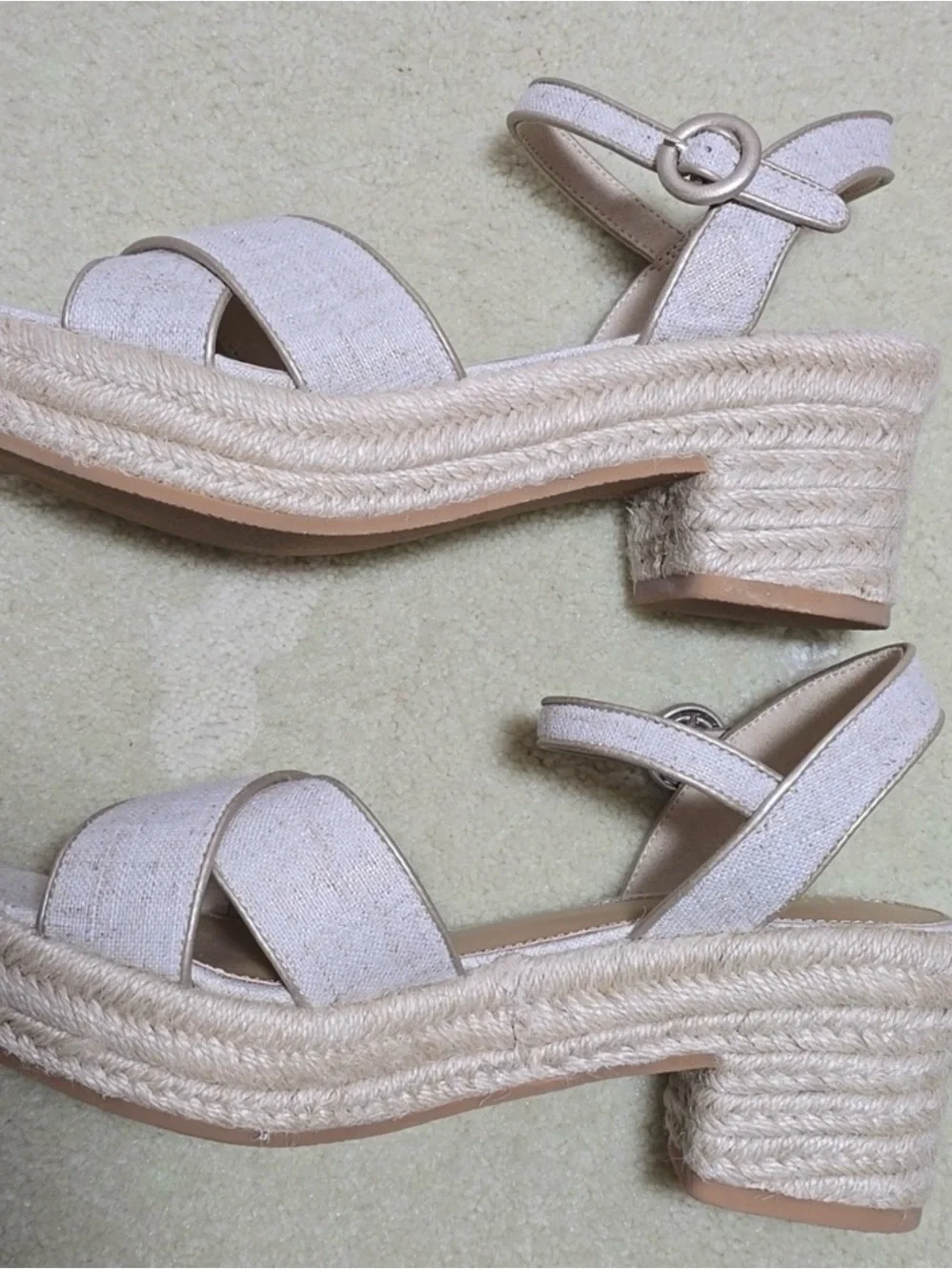 BNIB J. Crew Beige Linen Platform Espadrille Neutral Women’s Sandals